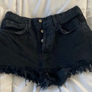 Brandy Melville - Black Frayed Denim Shorts